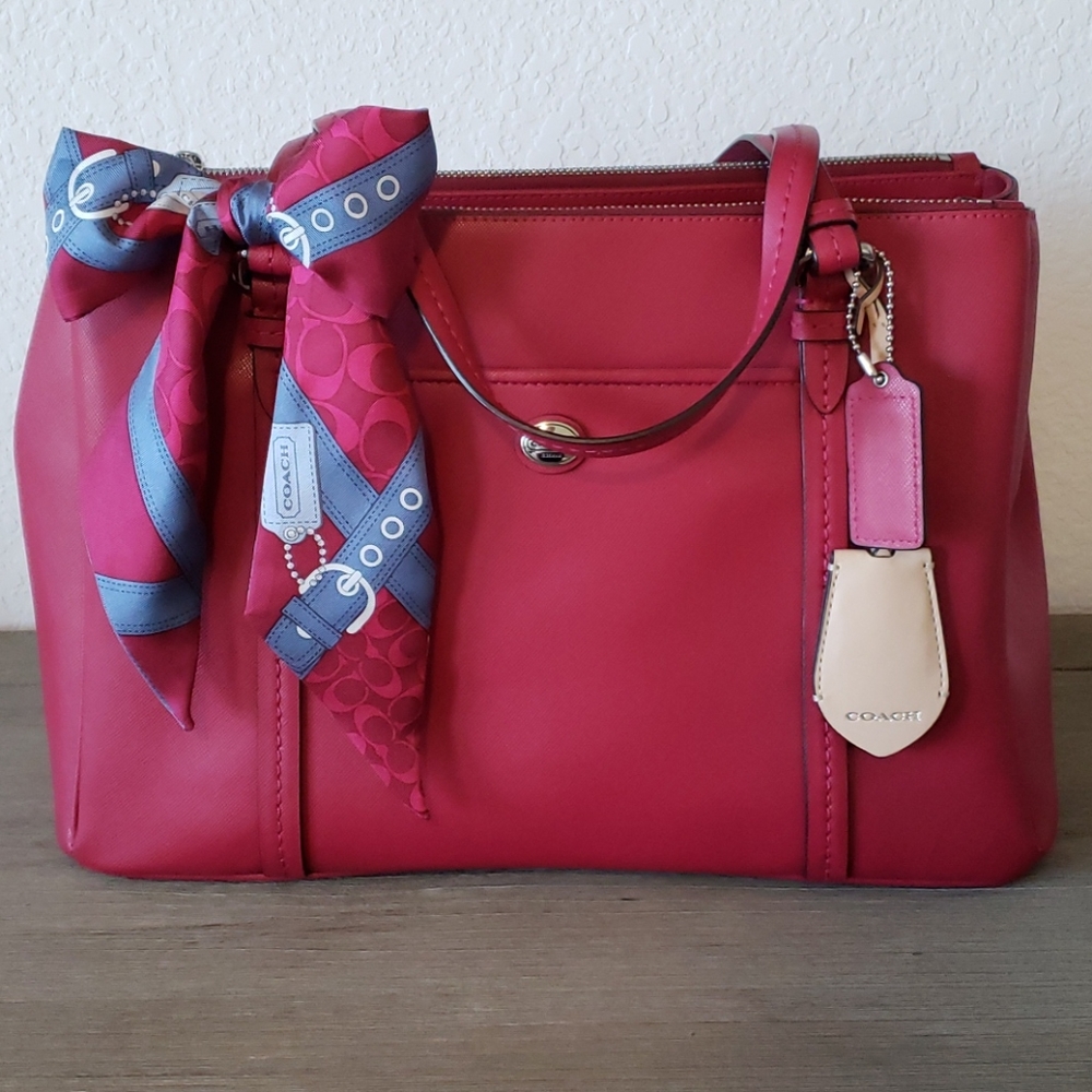 Coach Saffiano Leather Bag + Bow Scarf
